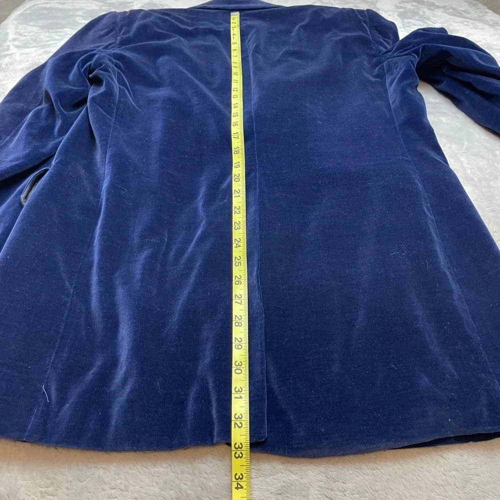 Vtg Cortefiel Mens Velvet Smoking Jacket Sz 44L Blue Tailored Dinner Coat Spain